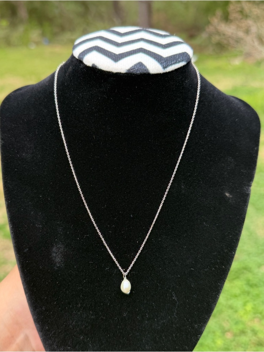 925 Sterling Silver Chain With White Freshwater Pearl Pendant